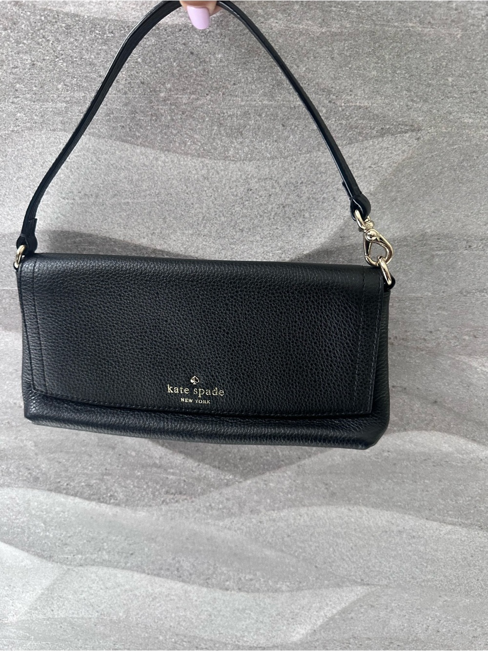 Kate Spade Black Pebbled Leather Clutch Shoulder Bag - Picture 3 of 7